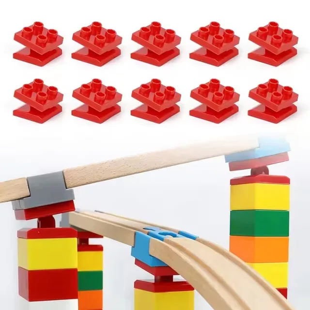 5/10pcs Universal Wooden Tracks Connectors Accessories Big Size Blocks Rotatable Connection Adapters fit for Brand Train Tracks 3