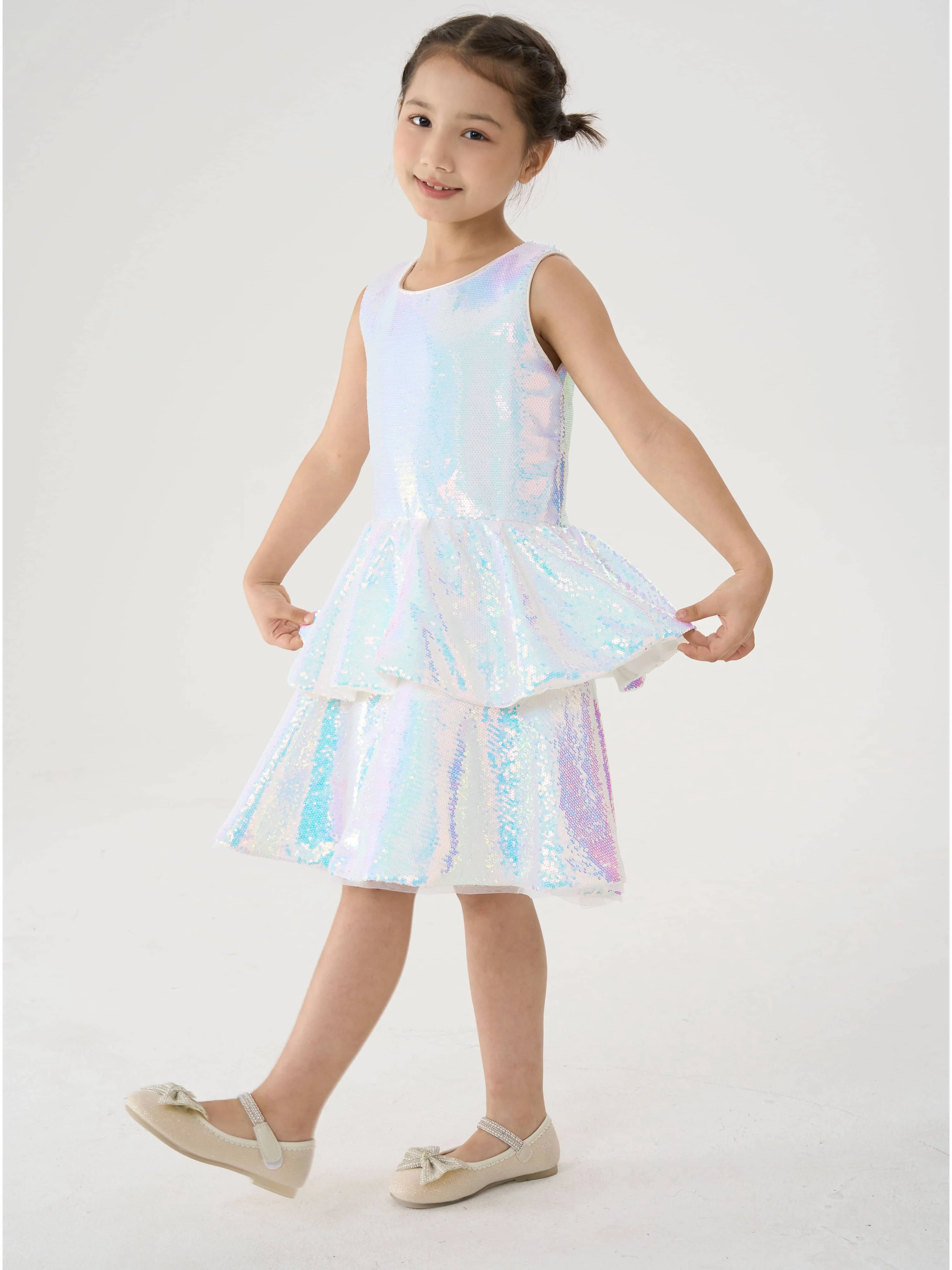 Girl Ombre Pastel Gradient Shimmer Sparkle Colorful Sequin Birthday Party Dress