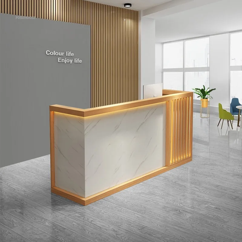 Modern Chinese Reception Desks Bar Counter Display Beauty Salon Reception Desk Cashier Counters Commercial Office Furniture H