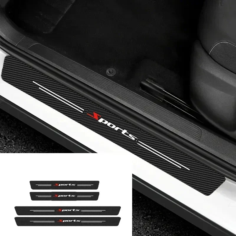 Carbon Fiber Car Stickers Threshold Protection Strip 4PCS/5PCS Universal Anti-scratch Anti-collision Door Decorative