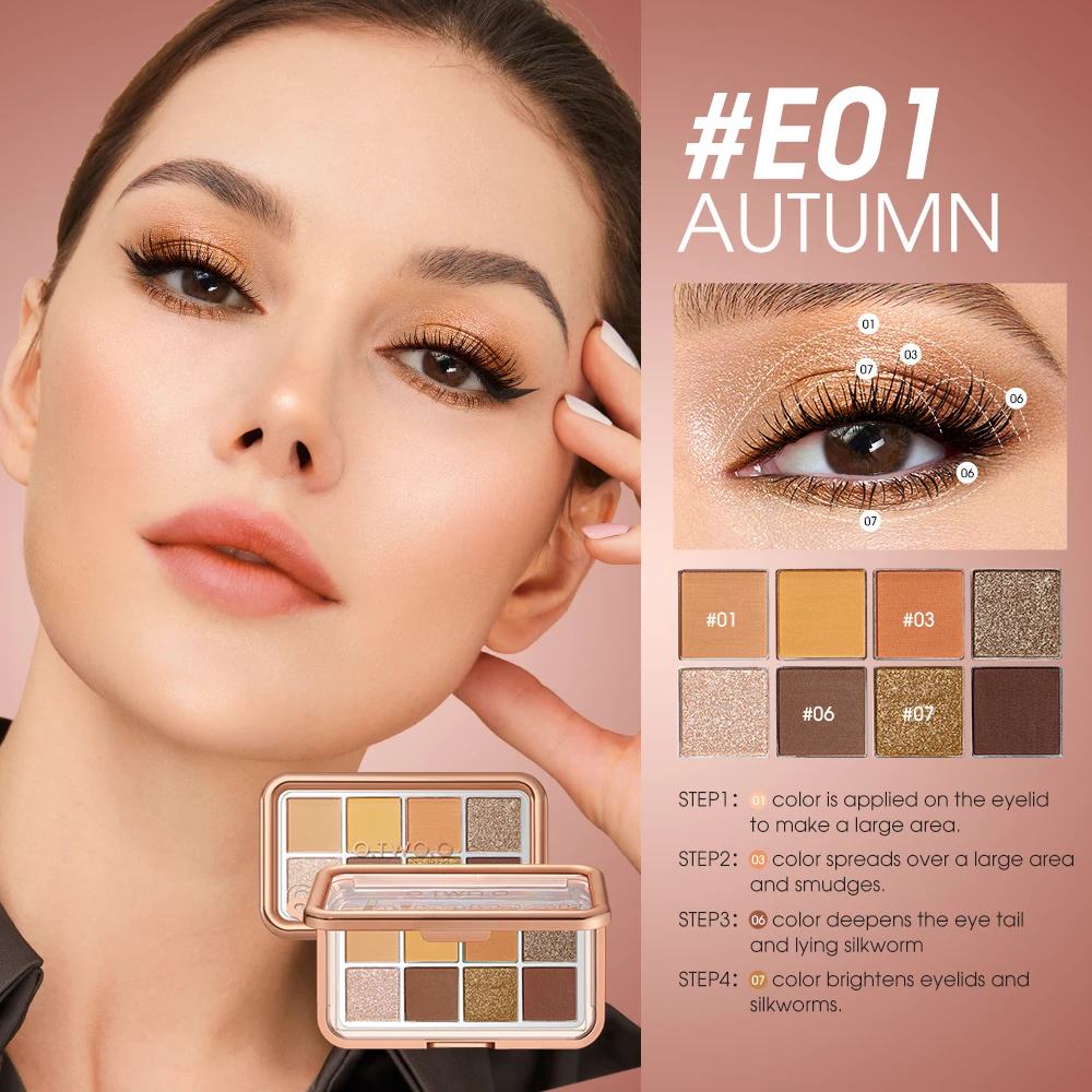 O.TWO.O Eyeshadow Palette 8/9 Colors Shimmer Matte Eye Pigments Cosmetics