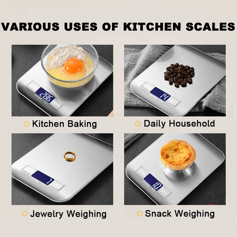 Electronic Scale 5/10kg Kitchen Cooking Food Weighing Baking Scale Meal  Prep Multi-unit Conversion Auto Off Kitchen Scales