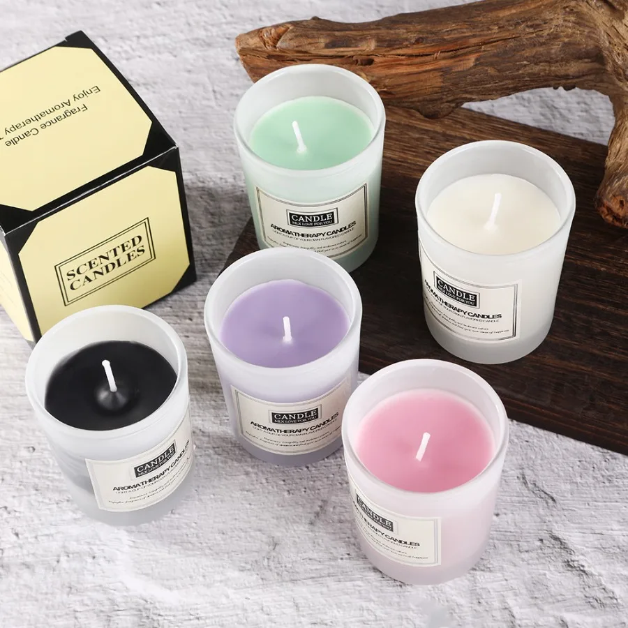 Three Color Glass Cup Aromatherapy Candle 1pc 50g Smokeless Fragrance Soy Wax Fragrance Candle With Hand Gift