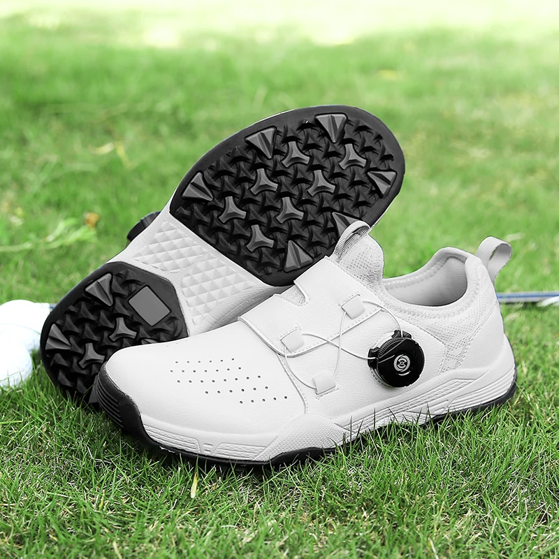 

Plus Size 41 42 Women Leather Golf Sport Shoes Non-slip Girls Professional Spikes Golf Sneakers White Lady Golfing Nails Shoes