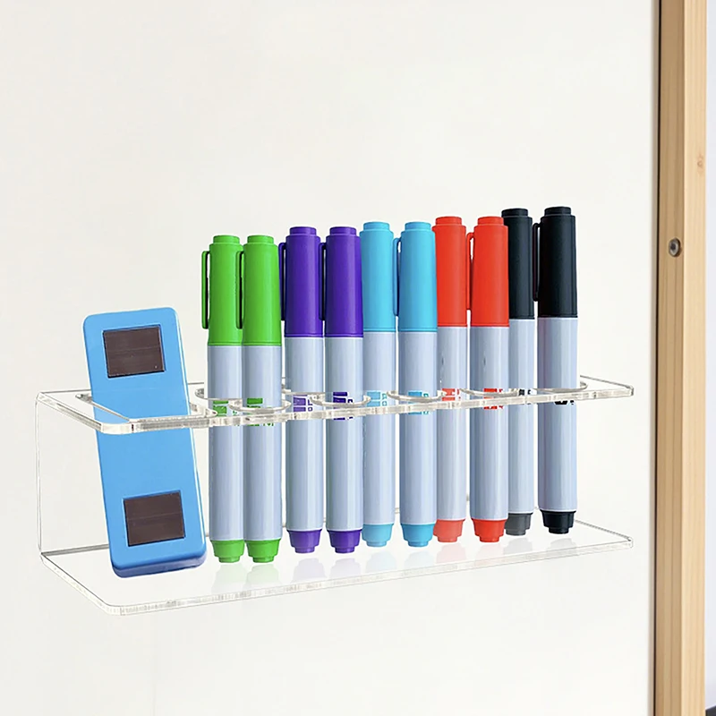 1pc Acrylic Marker Pen Holder With 10 Slots - Wall-Mounted Dry Erase Storage Rack Classic Design Pen Holder Suitable For Office