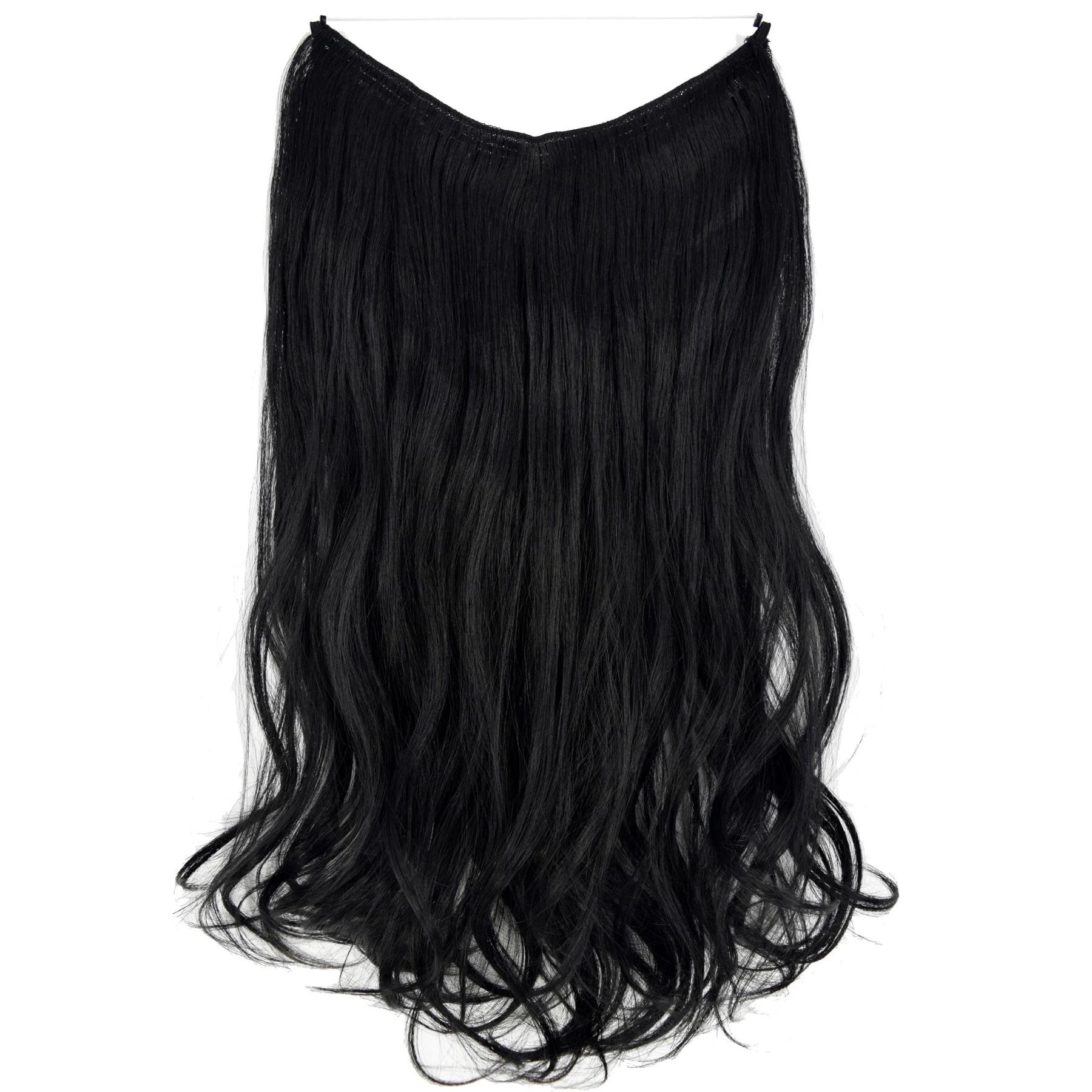 TOPREETY Synthetic Heat Resistant Wavy Elasticity Invisible Wire Hair Extensions W90
