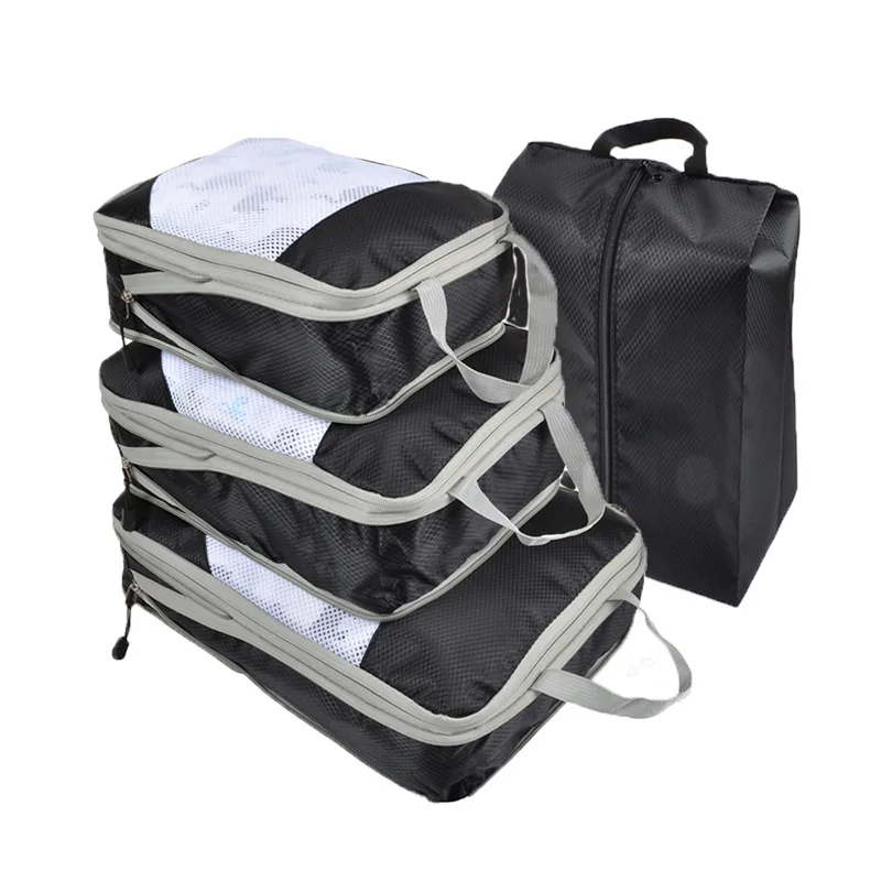 

Travel Compression Packing Cubes Portable Luggage Organizer Storage Bags Shoes Bags With Mesh Lightweigh Foldable Handbag Pouch