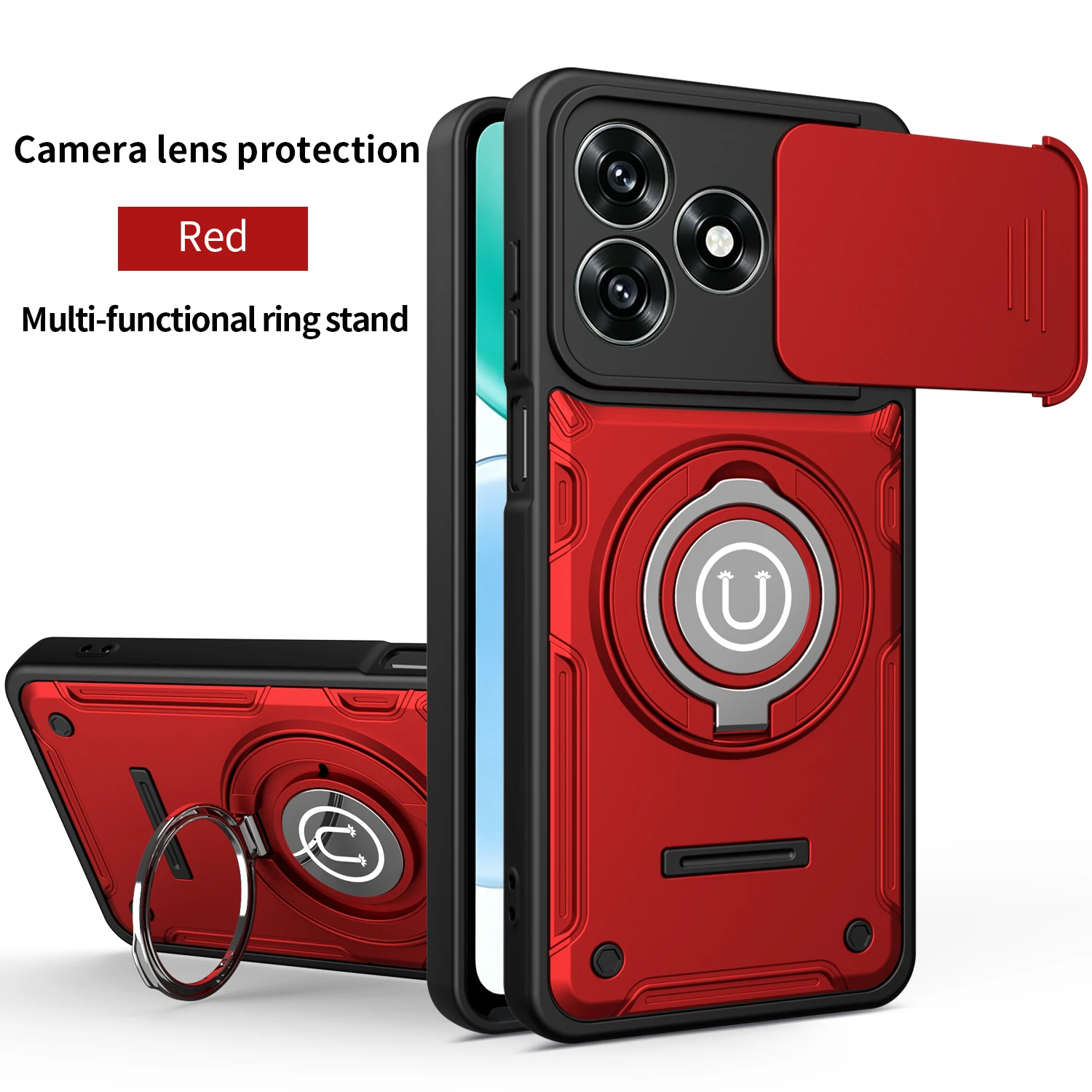 Magnetic Armor Shockproof Ring Holder Phone Case with Magsafe Wireless Charging Compatibility