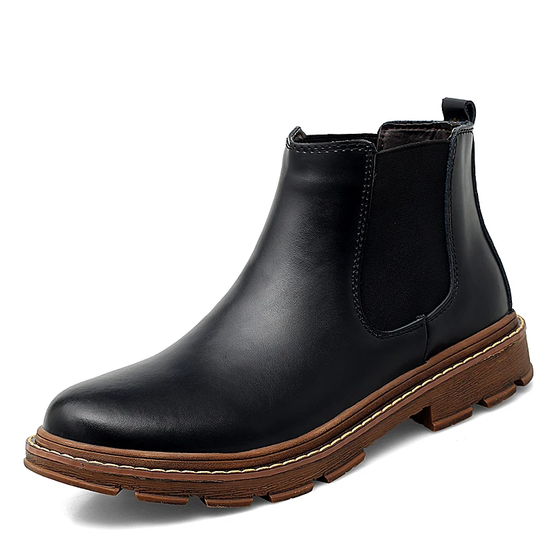 

Men Warm Chelsea Boots Winter Men Boots Shoes New Fashion Leather Boots Comfortable Ankle Boots Short Plush Winter Warm Shoes