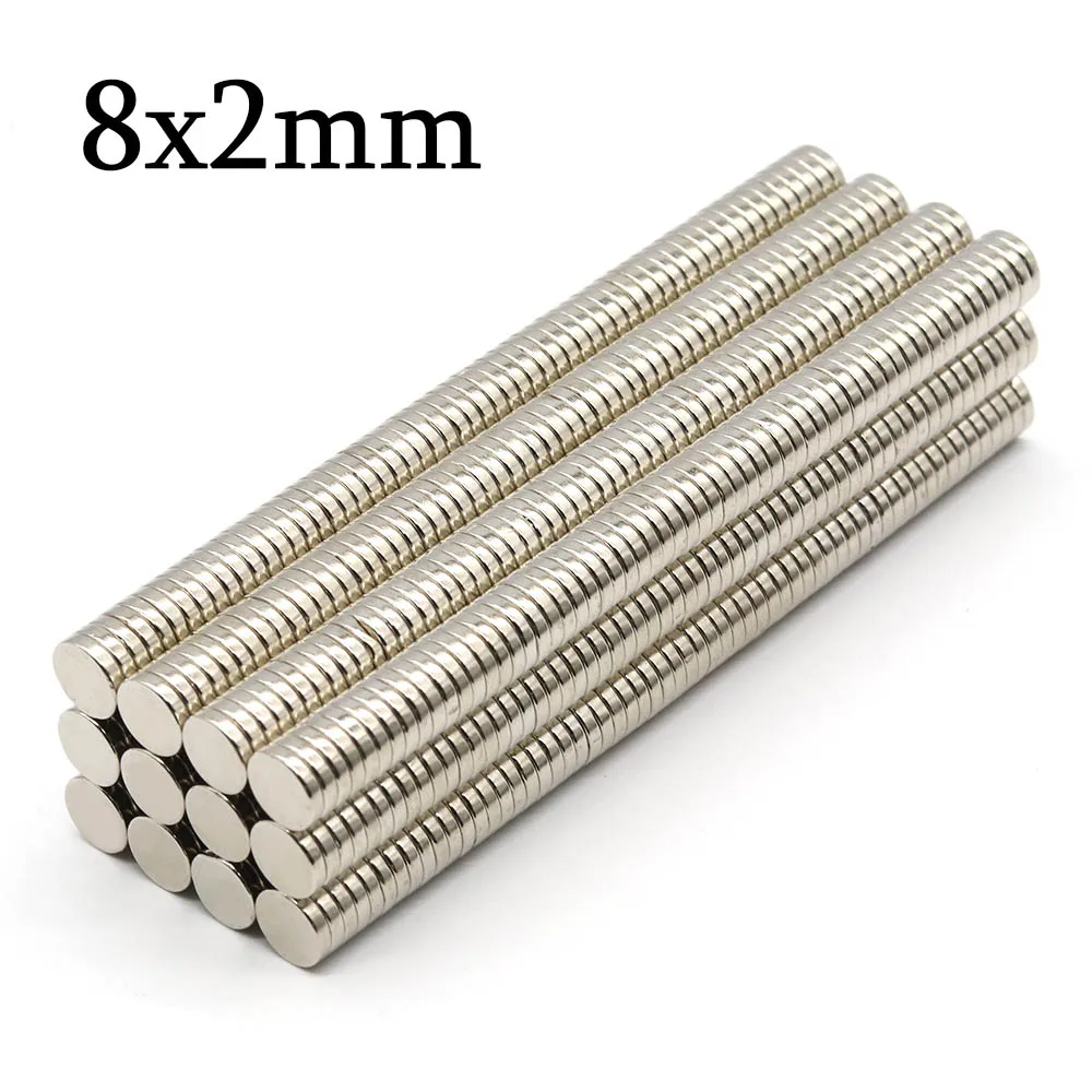 8 mm x 2 mm, superstarker runder Neodym-Magnet, leistungsstarke Magnete, N35, kleiner permanenter magnetischer NdFeB-Kühlschrankmagnet, 8 x 2 – Detail 1