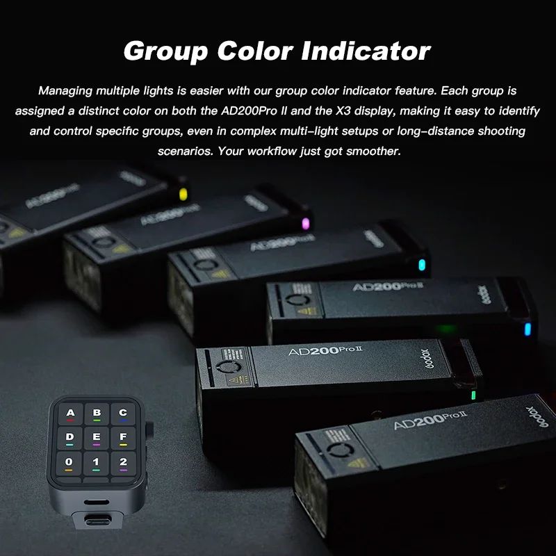 Godox AD200 pro II Flash 200Ws 1/8000 HSS 2980mAh Battery with 2.4G Wireiess X System Bi-color Modeling Lamp Speedlight Flash 5