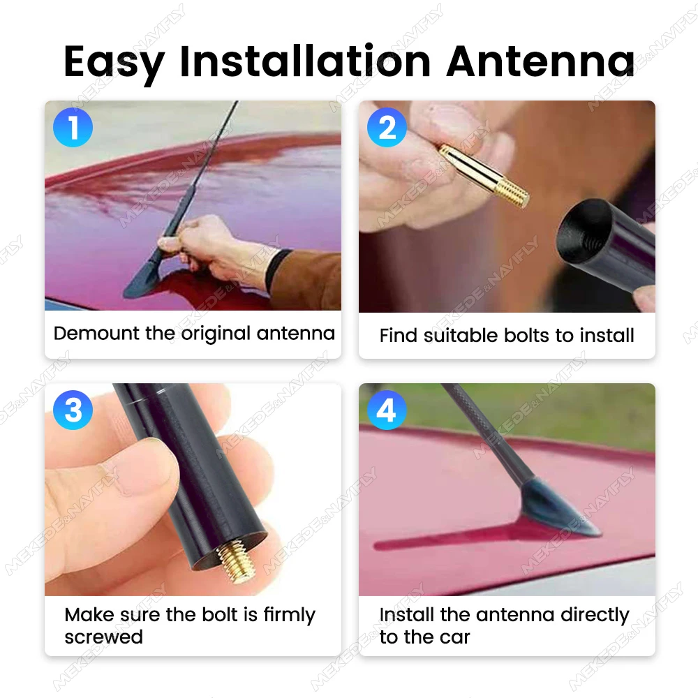 Antenna radio corta per auto MINI fibra nera tetto auto forte antenna radio aerea FM/AM ricevente in metallo accessori universali per auto - immagine 3