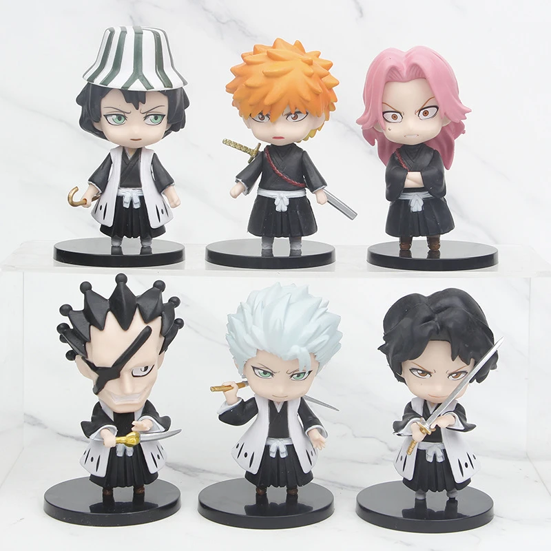 6Pcs/Set Anime Bleach Action Figure Kurosaki Ichigo Hitsugaya Toushirou