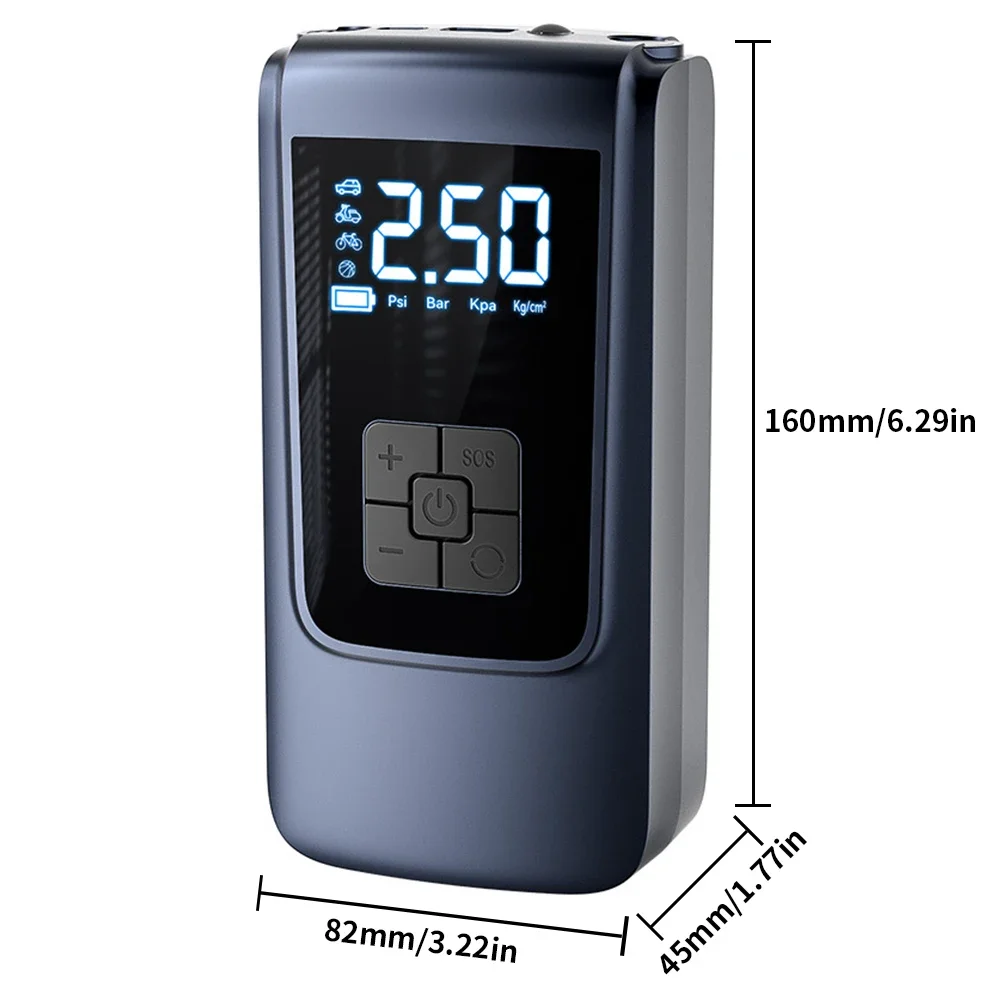 Wireless Air Compressor 7.4/12V Car Tire Inflator LED Light Portable Tyre Inflator 6000mAh Electric Inflator Pump for Motorcycle