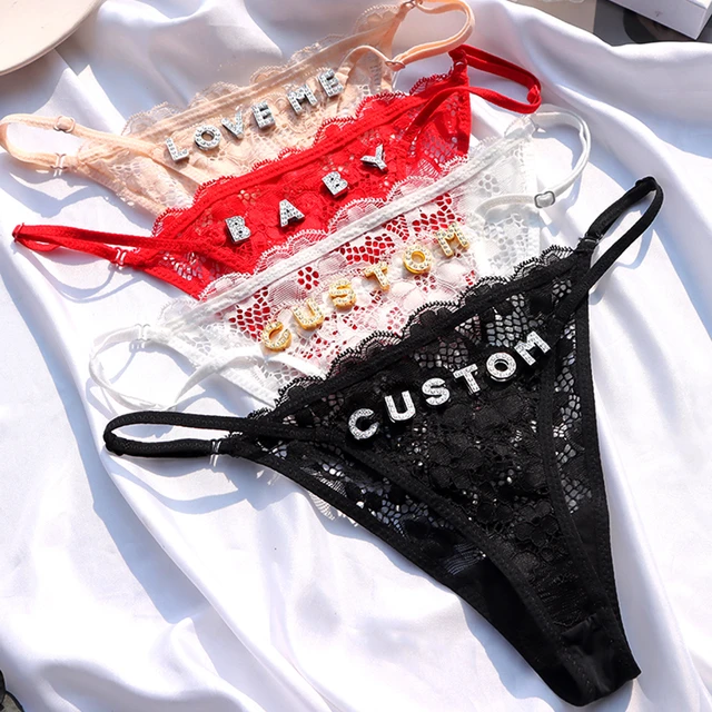 Sexy Fashion Personalized Hollow Lace Thongs Panties Women Custom Crystal  Letter Name Underwear G-string Female Birthday Gifts - AliExpress