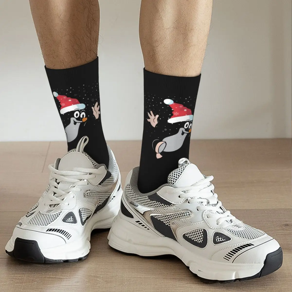 Colorful Merry Christmas Mole Sports Socks Krtek Little Maulwurf Cute Cartoon Polyester Crew Socks for Women Men Breathable