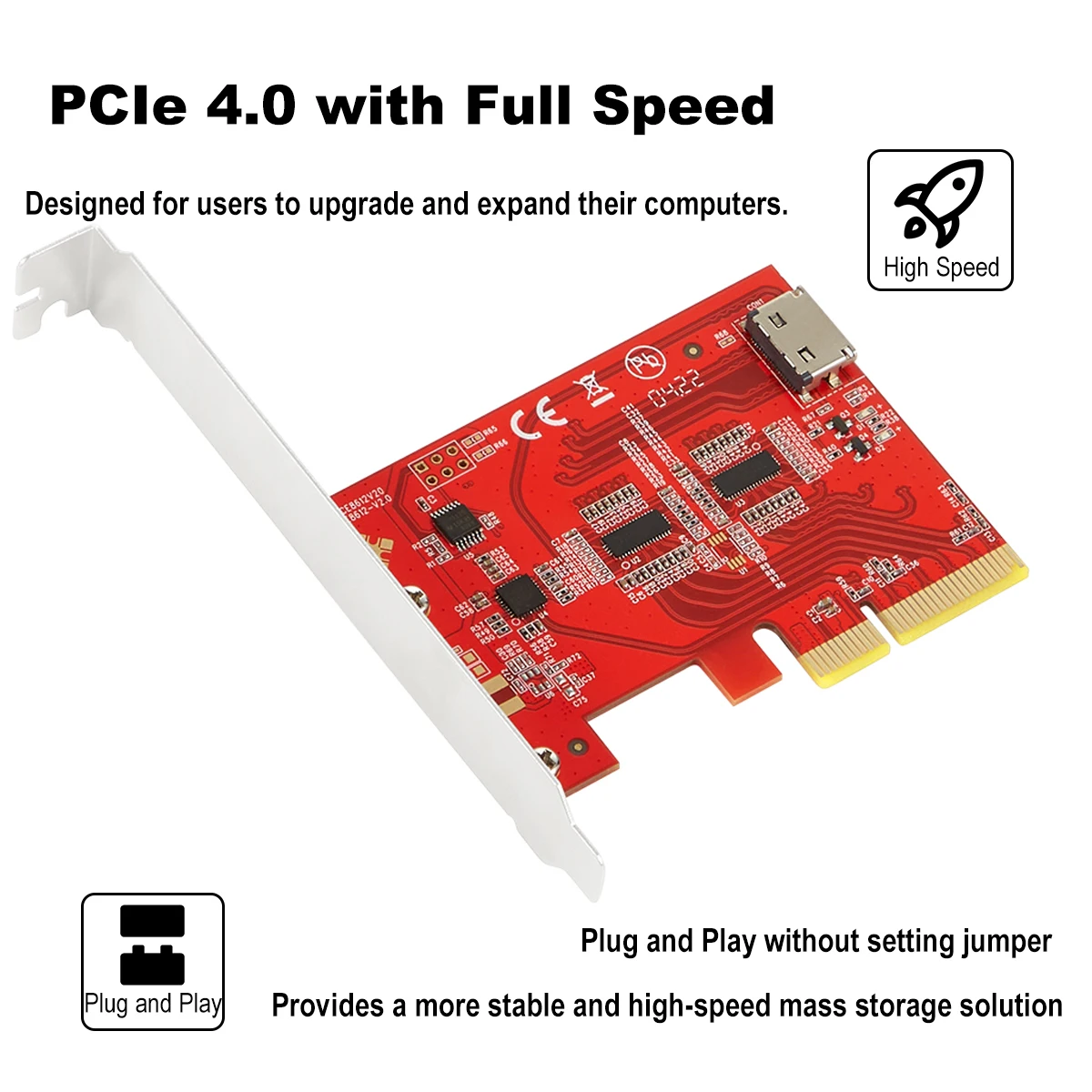 IOCREST-Adaptador de cartão adicional, PCIe 4.0x4 Gen4