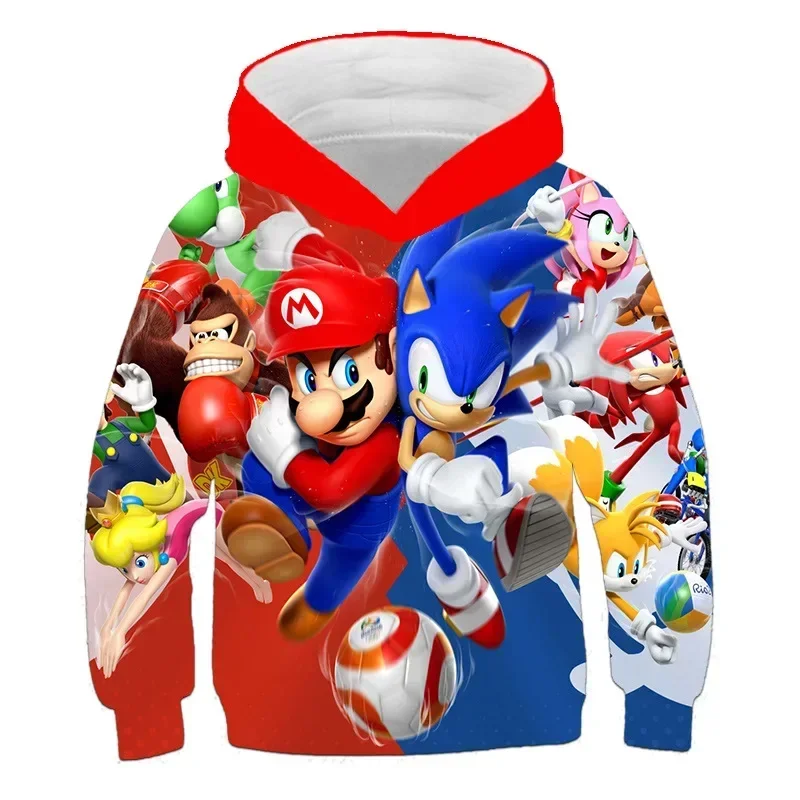 thumbnail image 1 of Ropa infantil con estampado de Sonic, sudadera con capucha informal de moda para niños, periféricos de animación para adultos, 1 of 5