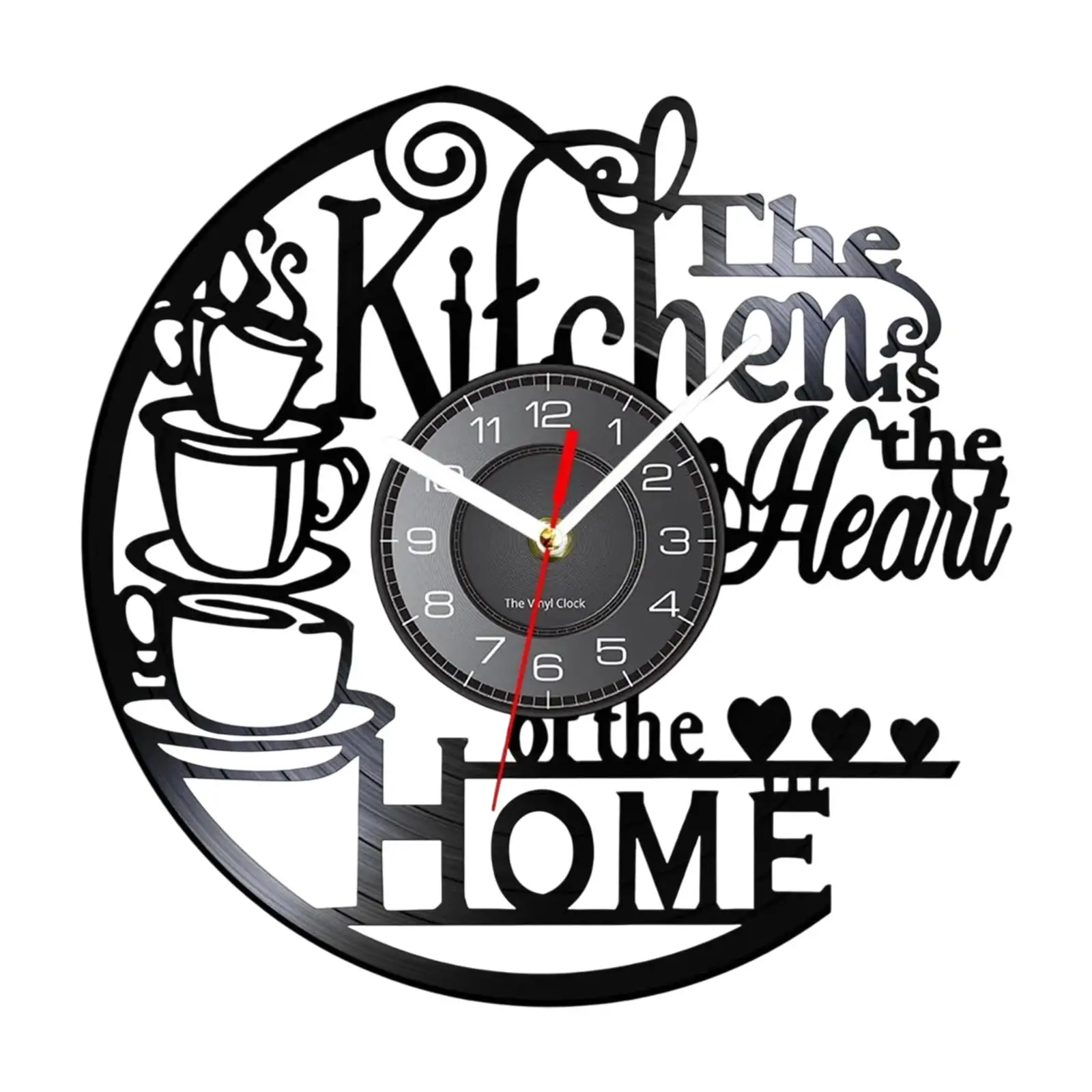 Kitchen Record Wall Clock Decorative Arabic Numeral Artwork Kitchen Heat Home