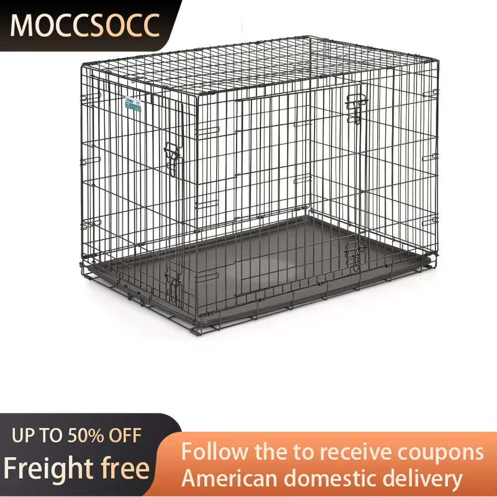 

Double Door ICrate Metal Dog Crate 42" Freight Free Doghouse Kennel for Indoor Dogs House Cage Coop Supplies Pet Products Home