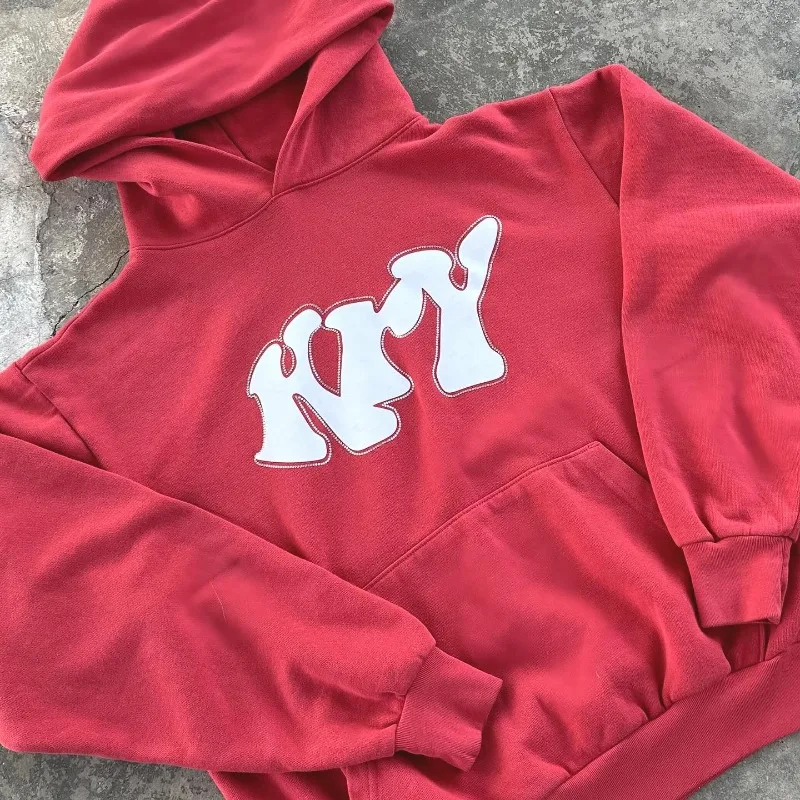 Fashionable Gothic Trendy Letter Printed Oversized Pullover Men's 2024Y2K Streetwear Harajuku Loose Casual Hoodie Tops Clothes 2