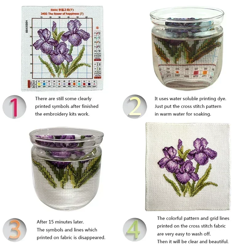 Joy Sunday Pre-printed Cross Stitch Kit Easy Pattern Aida Stamped Fabric Embroidery Set-Gooseberry Blossom