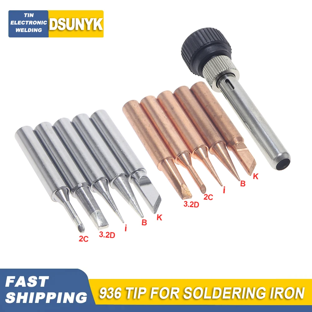 Soldering Iron 5Pcs 900M-T Pure Copper Soldering Iron Tip BGA Station Lead-free Solder Tips Branding Iron Welding