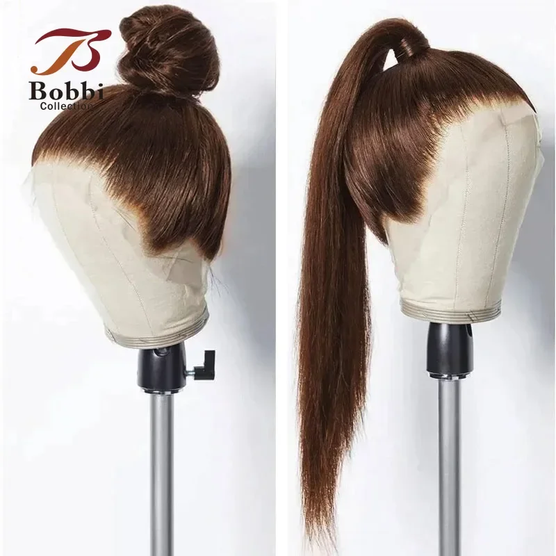 360 Lace Frontal Wigs Brown Human Hair Wig for Women Pre Plucked Transparent Lace Wig Straight Bobbi
