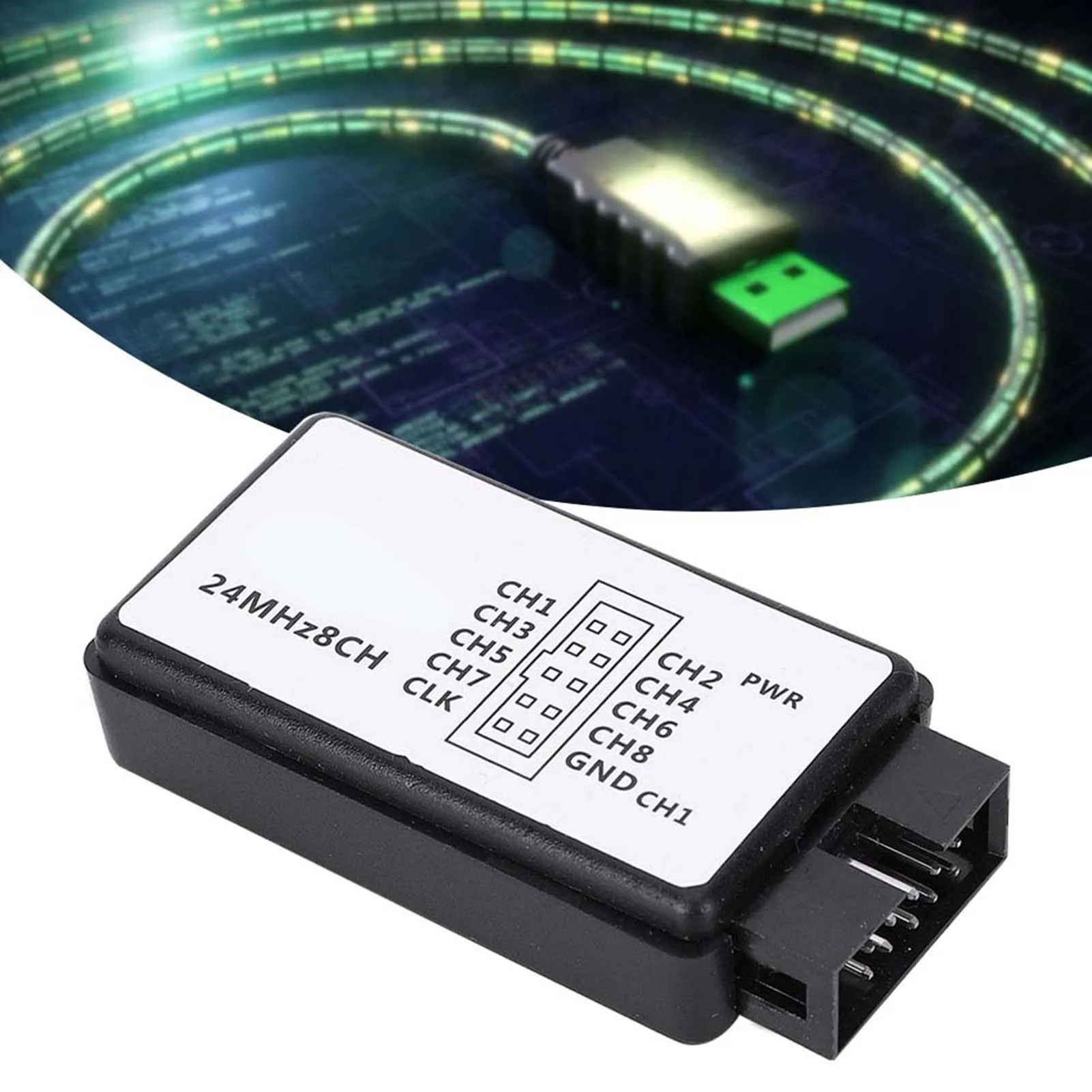 Logic Analyzer Logic Analyzer 24MHz USB Logic Analyzer Device Set Mini Digital Pocket Size 8 Channel Input Memory 24MHz Device