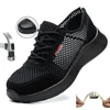 Breathable Men Work Shoes Summer Safety Shoes Lightweight Protective Sneakers Safety Steel Toe Shoes Men Puncture-Proof boots