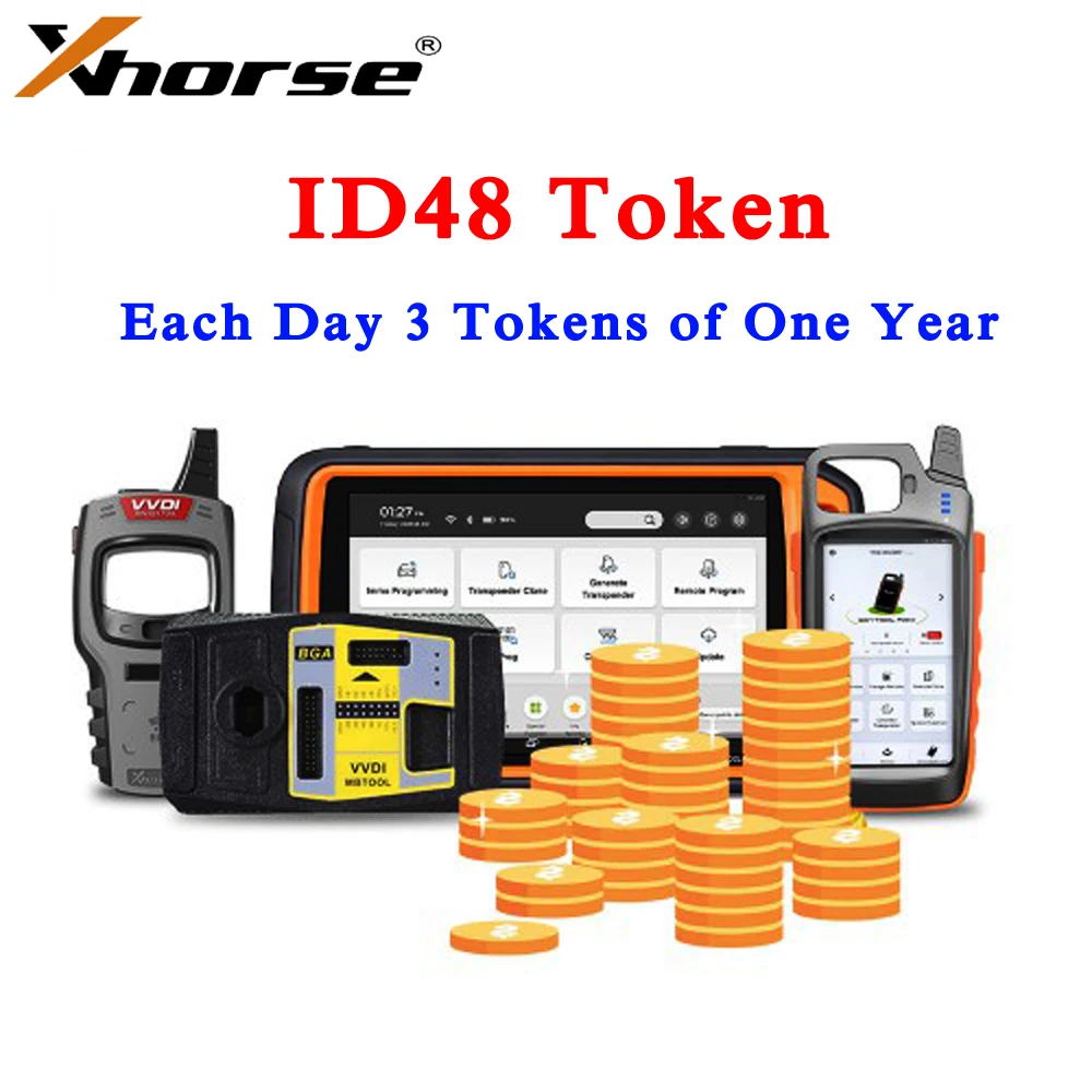 

Xhorse ID48 Token 96bit ID48 Clone for VVDI2/VVDI MINI/Key Tool MAX/Key Tool Plus Each Day 3 Tokens for One Year
