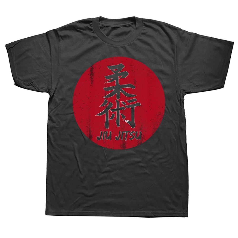 Lustige Jiu-Jitsu-T-Shirts mit japanischen Kanji-Buchstaben, BJJ MMA, 100 % Baumwolle, für Herren und Damen, modisches, lässiges T-Shirt, lockeres, übergroßes Streetwear-T-Shirt