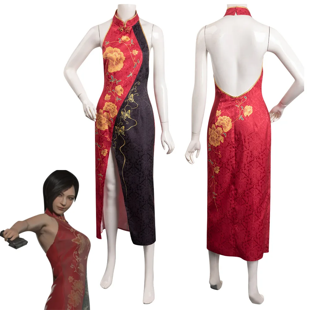 

Ada Wong Cosplay Costume Anime Game Resident 4 Remake Cheongsam Dress Fantasia Girl Halloween Carnival Party Women Disguise Suit