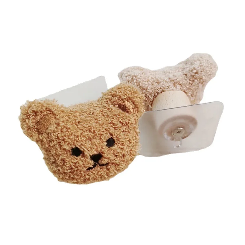 Self Adhesive Hooks Multifunctional Hooks Self Adhesive Wall Hooks Heavy Duty Hooks Plush Bear Wood Key Bag Coat Hook Multifunction Wall Decor Organizer Hanger Home Decoration Kids Room Hallway Door Storage Rack