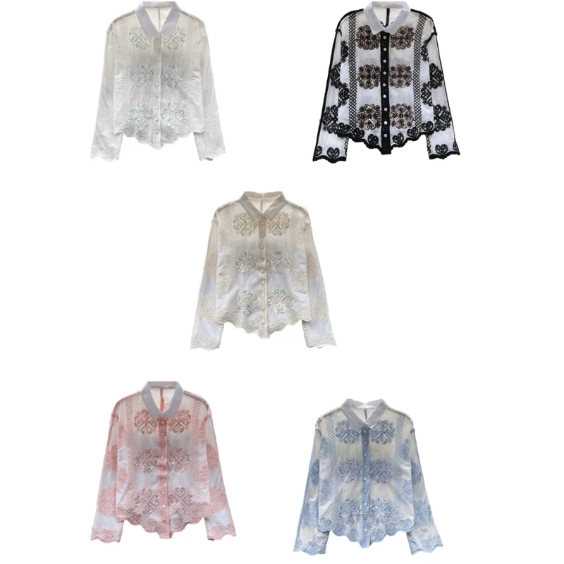 

Trendy Long Sleeve Top featuring Sparkling Patchwork Soft and Breathable Fabric Dropship
