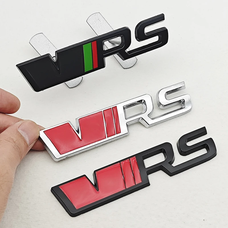 3D 메탈 스코다 RS VRS 자동차 엠블럼 로고 프론트 그릴 펜더 사이드 트렁크 배지 스티커 차량용 액세서리