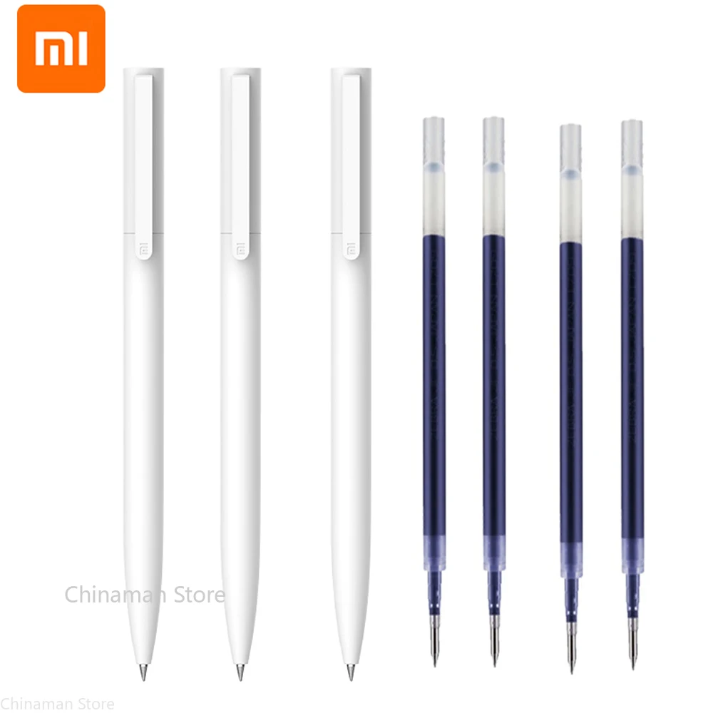 Original Xiaomi Mi Gel Pen MI Pen 9.5mm No Cap Bullet Smooth Switzerland Refill MiKuni Japan Black Blue Ink writing pen