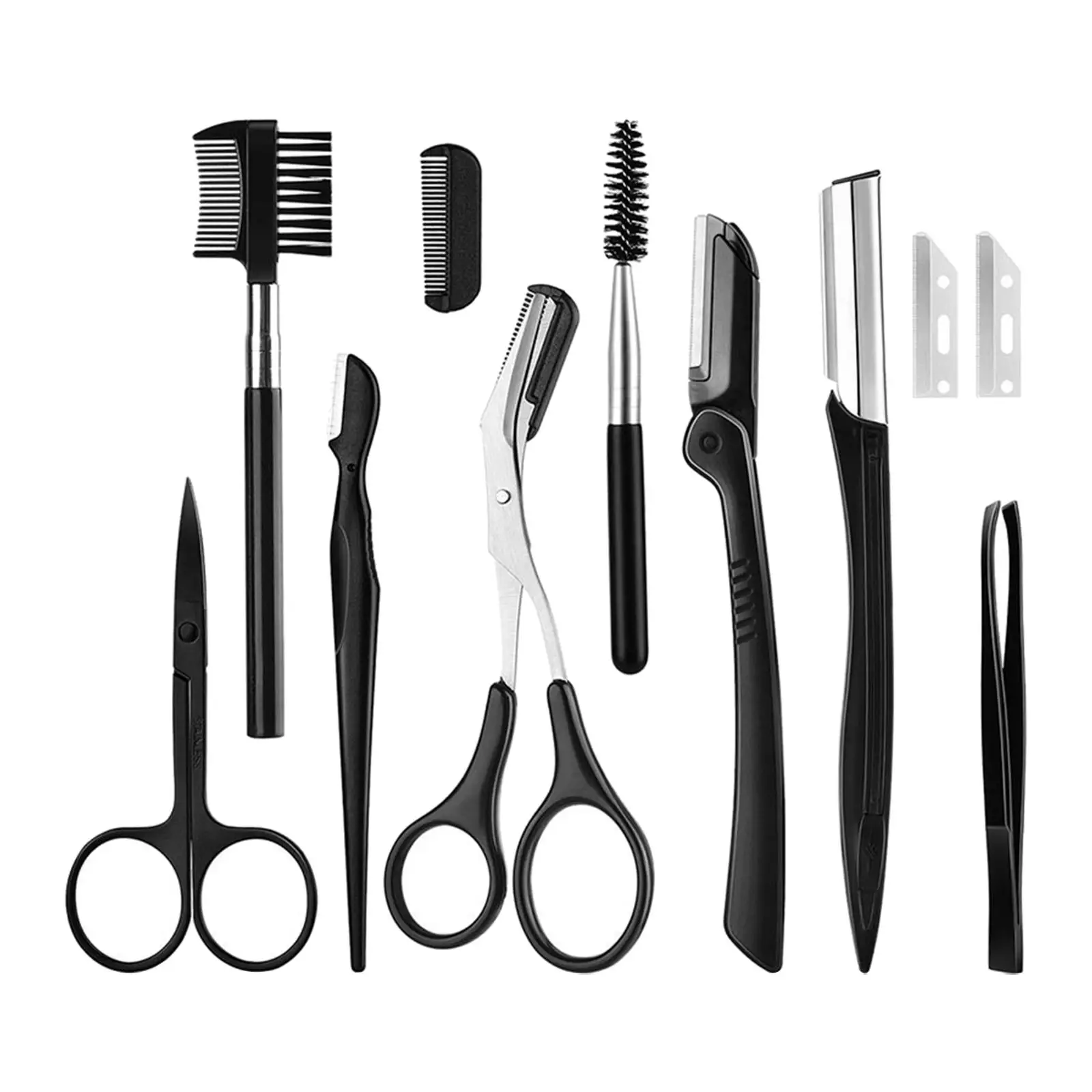 11-in-1 Eyebrow Grooming Set, Professional Steel Brow Eyebrow Brush