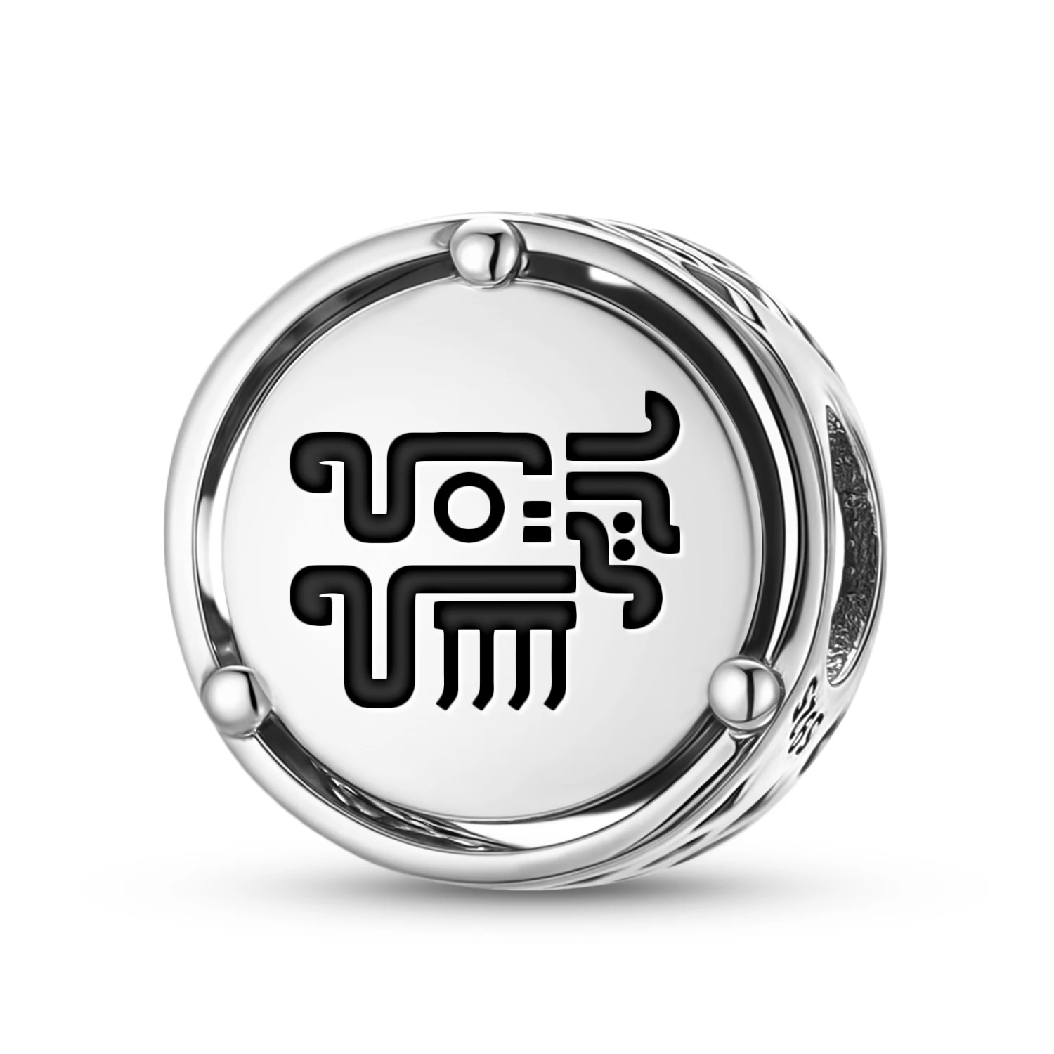 Aztekischer Quiahuitl-Charm aus 925er-Sterlingsilber mit Symbol, passend für Original-Armbänder, DIY-Schmuck, Zubehör, Familienperle