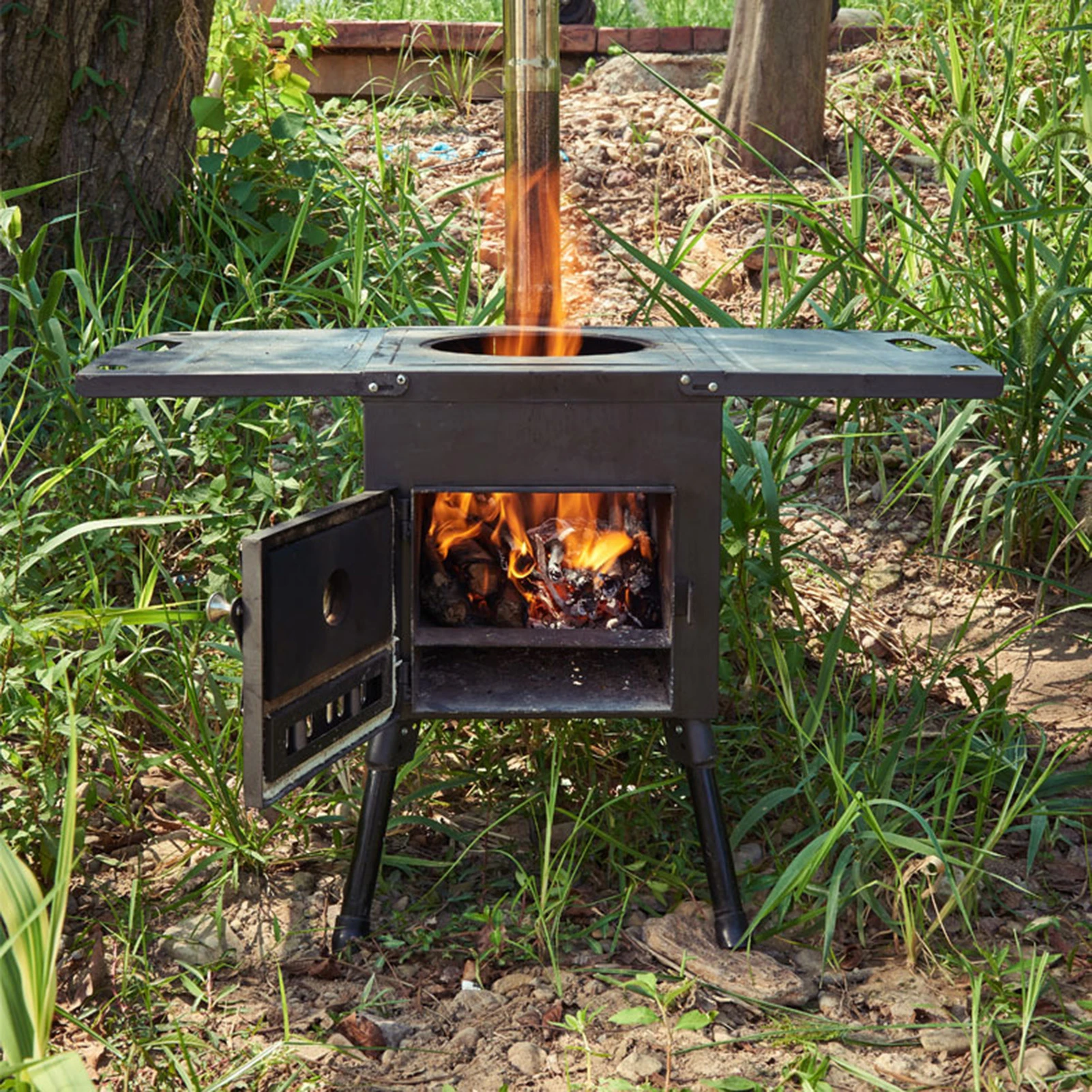 HANTU Outdoor Wood Stove Stainless Steel Bushcraft Detachable