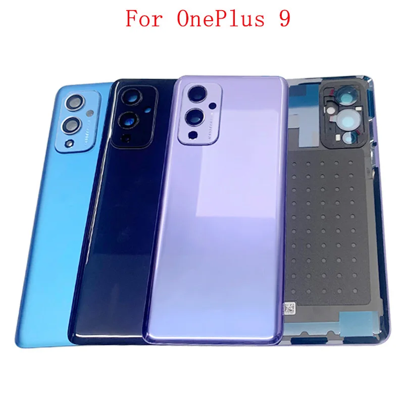 배터리 커버 후면 도어 하우징, OnePlus 9 LE2113 LE2111 후면 커버, 카메라 프레임 로고 교체 부품