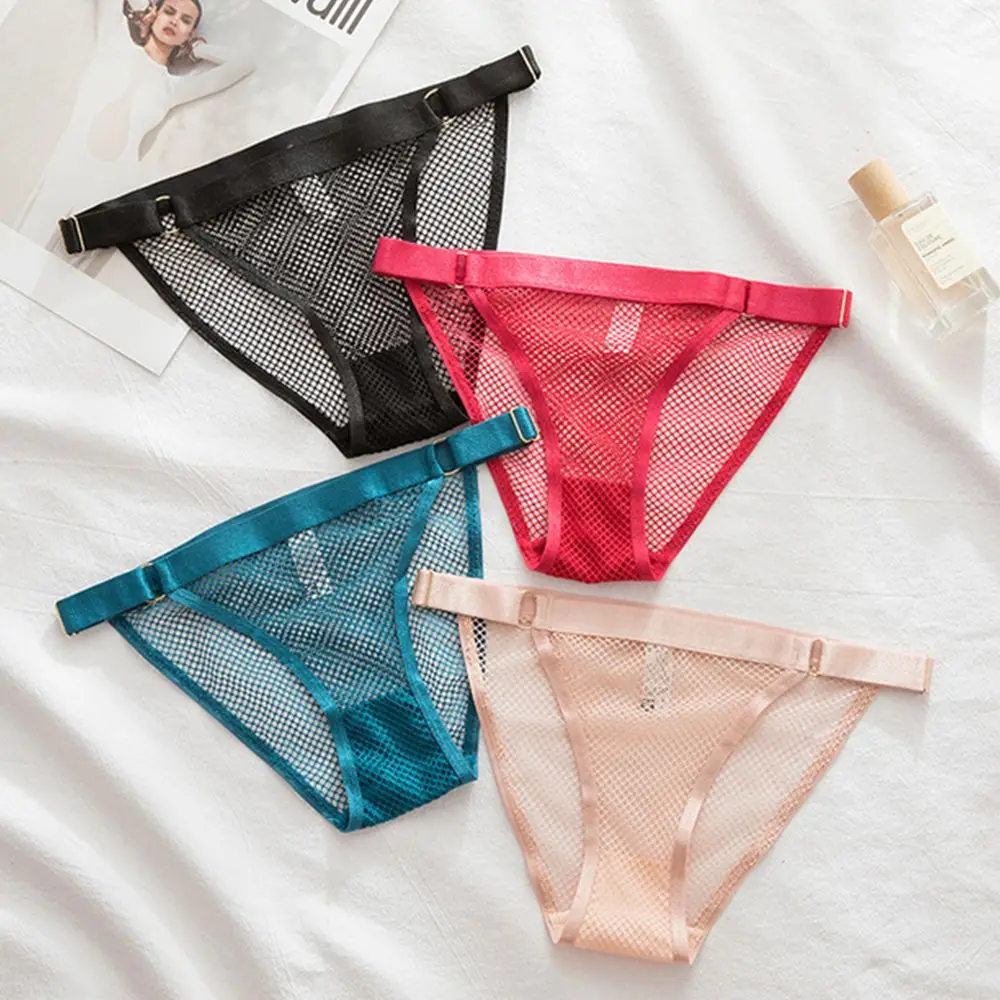 

Cotton Crotch Hollow Out G-String Mesh Low-Waist Thong Korean Style Underwear Women Lingerie T-Shaped Fishnet Panties