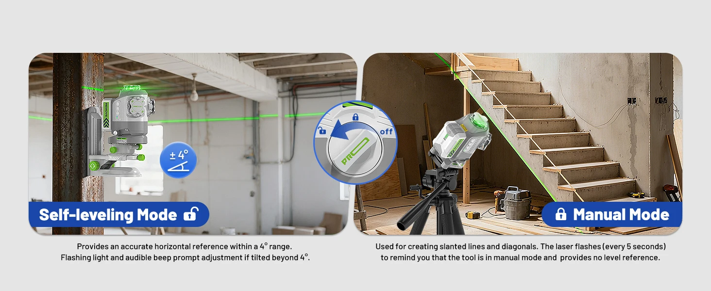 Pro 3D Laser Level Self Leveling with Pivot Around Point Fine Adjustment Green L