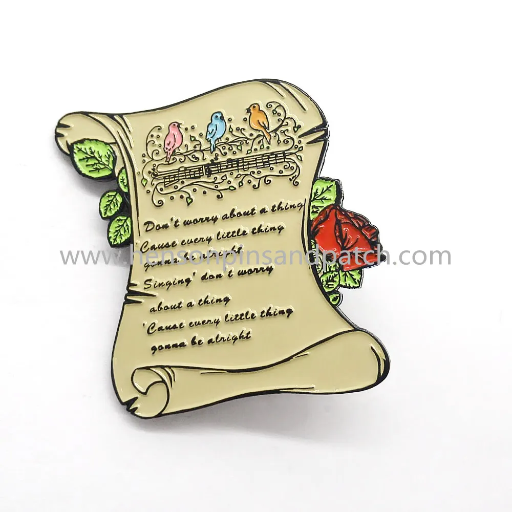 

Custom zinc alloy dye black metal soft ename music stave gift lapel pin