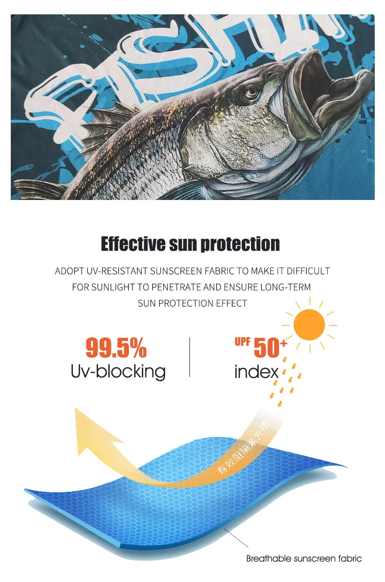 Description Picture 5 of item2025 SPATA Outdoor Sports Fishing Shirts Anti-UV Fishing Jerseys Sunscreen Breathable Moisture-wicking Quick-Dry FIshing Clothes