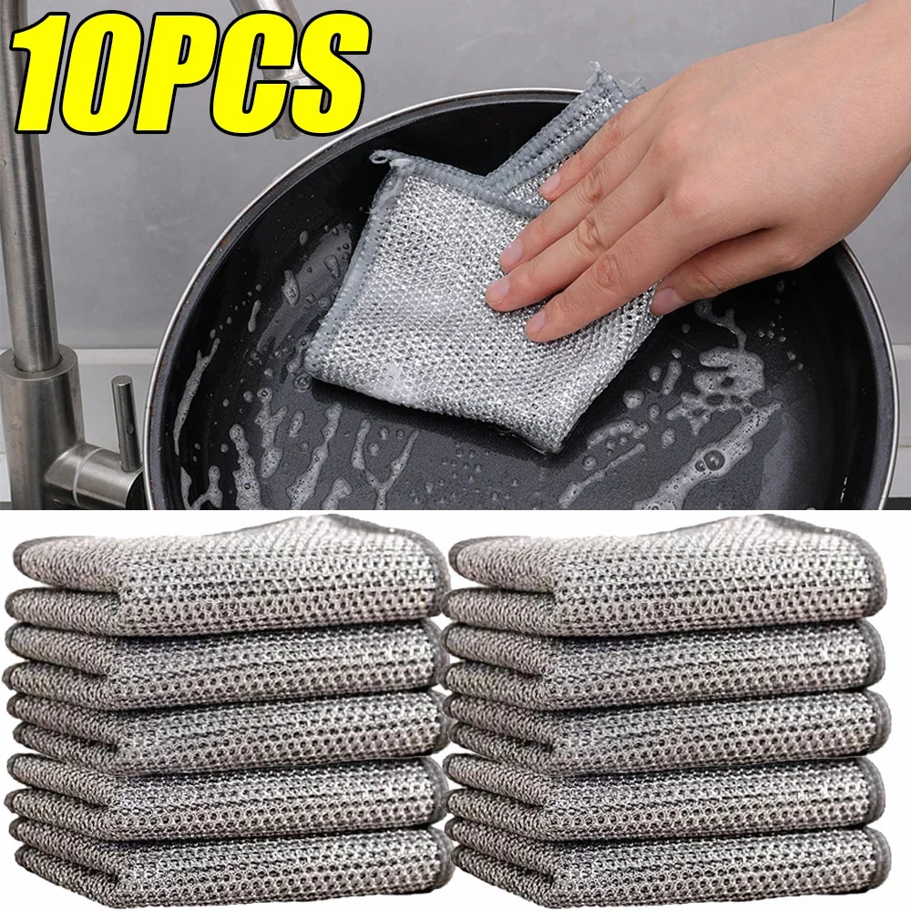 Steel Wire Cleaning Cloth Sink Faucet Rust Removal Rags Metal Wire Mesh Non  Stick Oil Dishcloth Kitchen Microwave Cleaning Tools