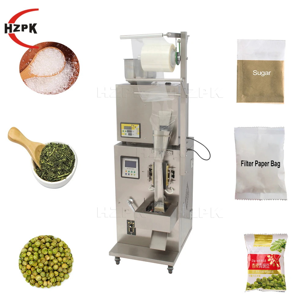 

HZPK automatic spice granular roasted peanut pod mini pouch packet tea bag sealing multi-function weighing and packaging machine