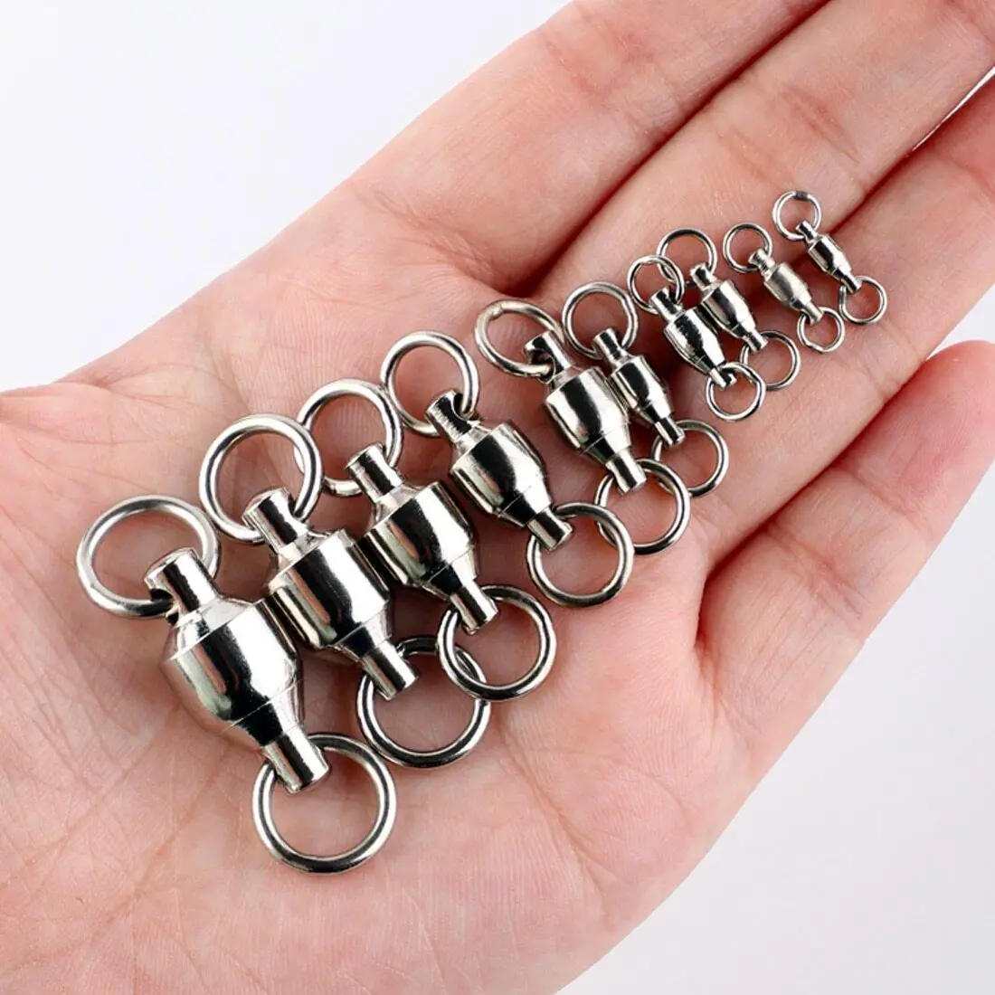 FishTrip Ball Bearing Swivels Solid Welding Ring Stainless Steel Heavy Duty Saltwater Swivel Catfish Swivels Terminal Tackle