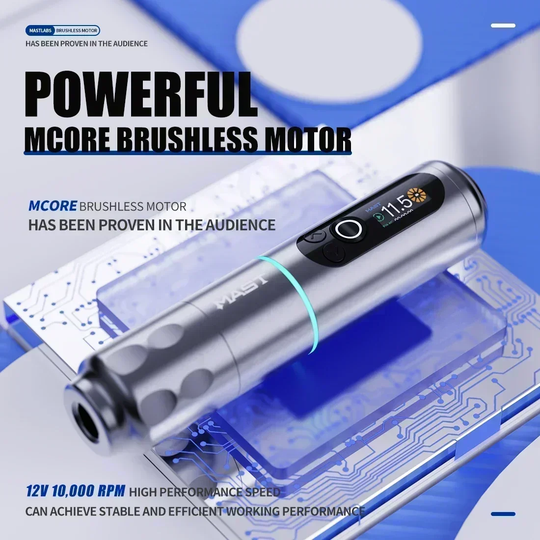 Mast Archer 2 Brushless Motor Wireless Tattoo Machine 2000mAh Battery HD Color Screen with Wireless Pedal Storage Bag Tattoo Pen