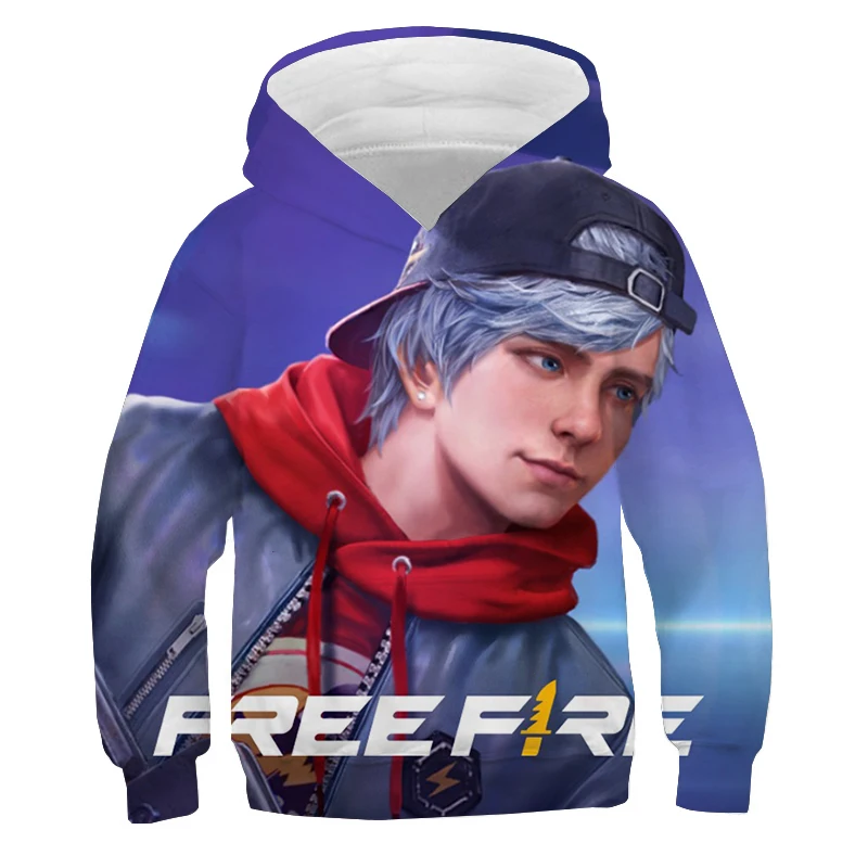 Sudadera con capucha con estampado 3D de fuego libre, ropa para niños, otoño e invierno, jersey de manga larga, sudadera divertida con capucha para niños, sudaderas casuales para niñas